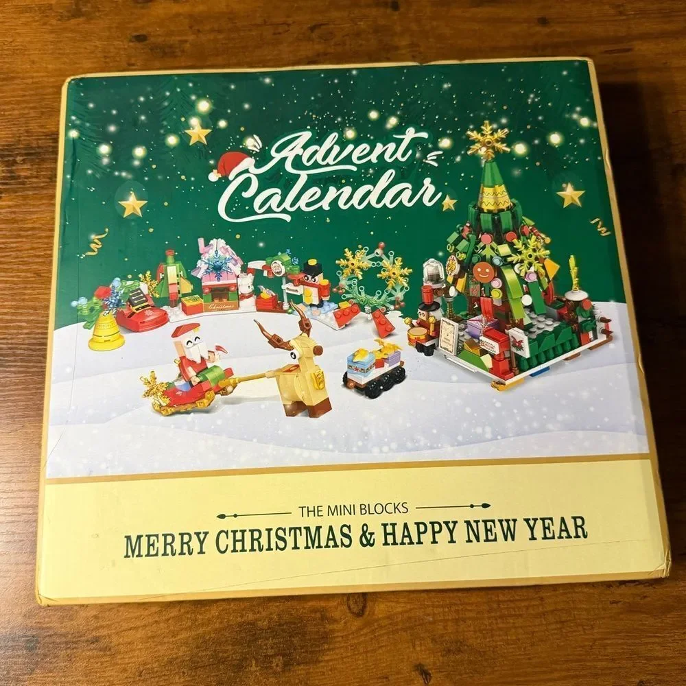 ZSKunity Christmas Tree Advent Calendar Building Blocks, 24 Days. New, Open Box